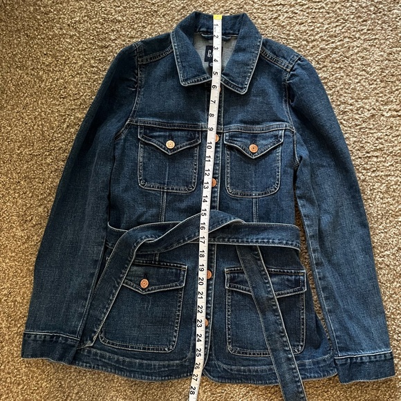 GAP Women's Dark Blue Belted Denim Jacket - Picture 6 of 10